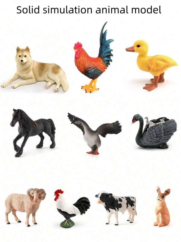 Static Model Of Children's Farm Animals, Solid Material, Easy To Place, Educational And Puzzle Oriented, Suitable For Teaching, Cognition, Indoor Placement, Holiday, Birthday, Halloween Gifts Homecoming Season Animal Cognition