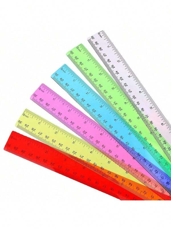 1 pezzo righello in plastica da 30cm di colore casuale, righello trasparente con bordo bisfaccettato, doppia scala, marcature ad alta nitidezza, righello multiuso