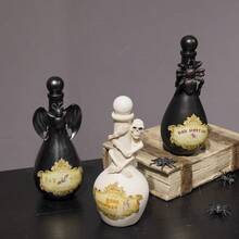 Halloween Home Decor Resin Bat Potion Bottles For Indoor Use Spooky Décor 4.25 X 4.25 X 9.5 Inches - 黑色 - 查看 2