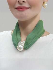 Elegant Ladies' Decorative Scarf And Neck Accessory - Polyester, Solid Color, Yarn-Dyed, Non-Elastic, Hand-Washable, Fashionable Black, Red, Green, Purple, White, Fashionable Neck Accessory, Fashionable Neck Accessory Polyester Fabric,It Is The Perfect Gift For Christmas Or Valentine's Day - White - View 6