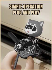 1 PIEZA Ambientador de coche sin perfume con hélice giratoria DIY, divertido y refrescante, con diseño de oso capitán, perro husky de dibujos animados, para salida de aire acondicionado de vehículo, difusor de avión, accesorio interior decorativo con ventilador y molinete - Avión agitador sin olor - Ver 11