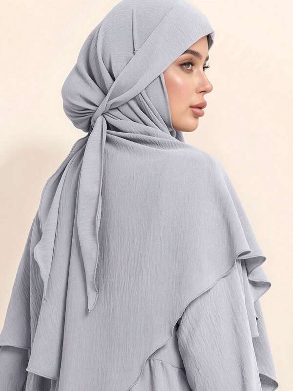 1pc Women Muslim Prayer Robe Long Hijab Scarf With Tie, Convenient Daily Tie-Sided Muslim Headscarf,Women Abaya