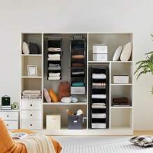 1 szt. Wisząca półka do przechowywania garderoby, 3-6 warstwowy organizer na ubrania z kieszeniami bocznymi i haczykami, oszczędzający miejsce składany stojak do przechowywania ubrań do użytku domowego i podróżnego, dekoracje, dekoracje festiwalowe, dekoracje pokoju, dekoracje domowe, dekoracje sypialni, organizer, przechowywanie w domu, biała koszulka damska, czarne spodnie damskie, damskie ubrania zimowe, sukienka