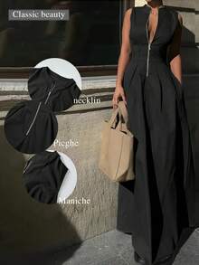 Spring/Summer New Fashion Casual Versatile Sleeveless Ladies Dress - Black - View 2