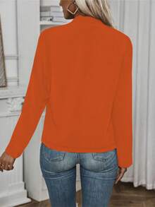 Áo khoác mỏng dài tay cài nút màu trơn cho nữ, mùa xuân và mùa thu - trái cam - Xem 6