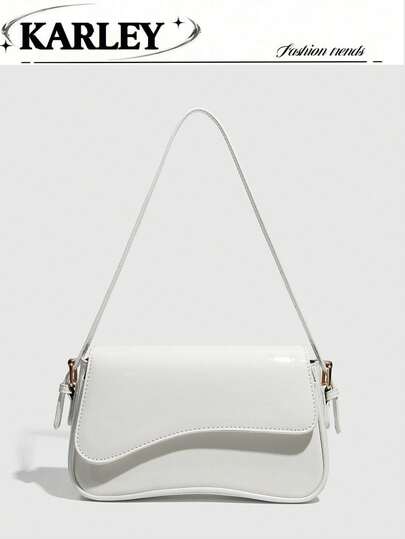 Burgundy Bag Minimalist Solid Color Women's Shoulder Bag Flap Shoulder Bag Baguette Bag Handbag Underarm Bag, Square Bag One Piece PU Leather Texture Bag, Patent Leather Crocodile Pattern PU Leather Material Fashionable And Versatile Elegant And Sexy Suitable For Hand-Held, One-Shoulder Work, Business, Commuting, Outdoor, Travel Bag Size 27*15*6*