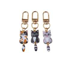 2pcs Cat Couple Keychain Pendant, Anti-Scratch Durable Cartoon Mini Bag Charm, 3cm Commuting Bag Zipper Puller Luggage Tag, National Style Accessory Keychain - Multicolor - View 9
