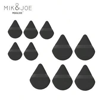 mik&joe 10pcs/Set Powder Puff, 5pcs Large Powder Puffs & 5pcs Mini Powder Puffs, Made Of Ultra Soft Velvet For Contouring, Eyes And Corners, Powder Foundation Mixing Container.