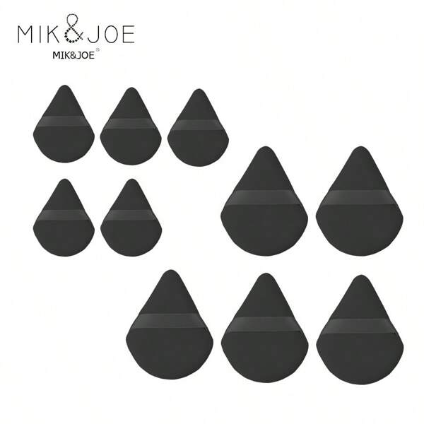 mik&joe 10pcs/Set Powder Puff, 5pcs Large Powder Puffs & 5pcs Mini Powder Puffs, Made Of Ultra Soft Velvet For Contouring, Eyes And Corners, Powder Foundation Mixing Container.