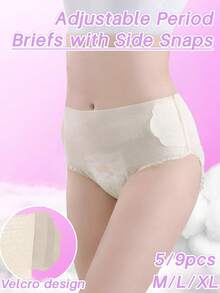 5/9片月经裤 一次性内裤带粘边 不脱裤即可换洗 开合腰贴 无痕 方便快捷 牢固粘贴 柔软舒适 健康透气不闷热 强吸力 防侧漏 干爽不粘连 日用裤 舒适360°弹力腰围 不勒腰 适合所有体型 - 白色-升級款 - 查看 2