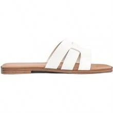 Dressy Summer Flat Sandals With Square Open Toe - White - View 11