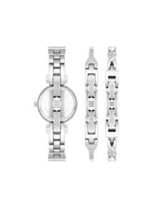Anne Klein Women's Silver Crystal Accented Bangle Watch And Bracelet Set With Two Matching Bracelets Watch Set For Women Luxury Casual Quartz Watch Set For Ladies With Adjustable Bracelet