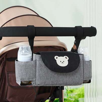 1 件婴儿推车挂袋，婴儿车储物袋，大容量奶瓶收纳袋，户外婴儿车配件