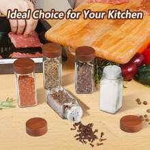 20 件带标签的玻璃香料罐套装 - 4 盎司调味容器，带相思木盖、香料柜和抽屉整理器