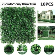 1/4/10 piezas Paneles de pared de hierba artificial Boj verde follaje Telón de fondo de pared vegetal Seto artificial Planta espesa protegida contra los rayos UV Pantalla de privacidad para decoración de jardín interior y exterior