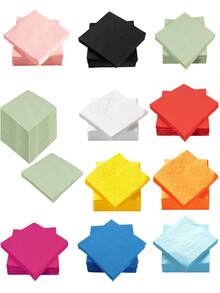 24 片装鸡尾酒餐巾 2 层甜点餐巾折叠 6.5 X 6.5 英寸一次性餐巾适用于晚宴婚礼生日派对新娘周年纪念招待会活动，适合婚礼、新年派对、节日派对（有多种颜色可供选择）