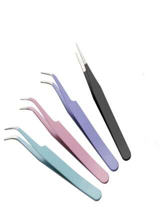 Colorful Macaroon Style Tweezers, Straight & Bent Tip, Stainless Steel, Suitable For Men, Women, Students, DIY Stickers, Scrapbooking