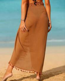 Eicolorte Sarong Cover Up Womens Beach Cover Up Bikini Bathing Suit Swimsuit Swimwear Coverup Sarong Pareo Wraps Women - Coffee - 查看 2