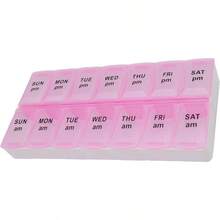 ShysTech 7 Day Weekly AM PM Pill Organizer Large Pill Case For Vitamins Supplements Medication (Purple/Blue) - Hồng - Xem 1