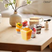 50 Stück/Set 59ml Mini Dessertbehälter, Mini Pudding Becher, Sommer Dessert Behälter, Eiscreme Becher, Mousse Kuchen Behälter, geeignet für Muttertag, Geburtstags Party, Einschulung, Abschlussfeier, Hochzeit, Singles Party, Halloween, Weihnachten und andere Feiertage