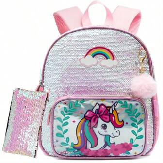 Cute Sequins Mermaid School Backpack Shoulder Backpack Back To School Bookbag Student Bookbag