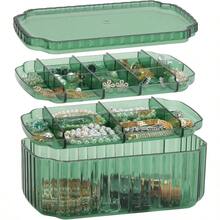 Jewelry Storage Box With 3 Layers For Earrings Rings Necklaces And Bracelets Clear Plastic Craft Bead Holder Green - Green - View 4