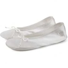 Women's Ballerina House Slippers With Bow, Satin Bedroom Slippers With Suede Sole Indoor, 2025 - Xám - Xem 2