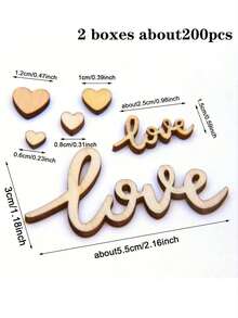 1/2 Packs, 100pcs/200pcs Wooden Love Confetti And Hearts Mixed Natural Rustic Wedding Table Decorations DIY Cutouts Crafts