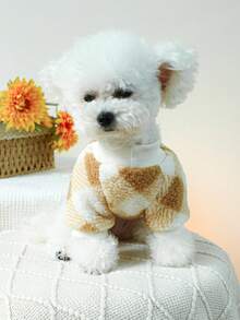 1 件宠物服装，快乐小狗/小猫休闲时尚可爱舒适圆领毛衣，适合小型犬/猫、贵宾犬/泰迪熊