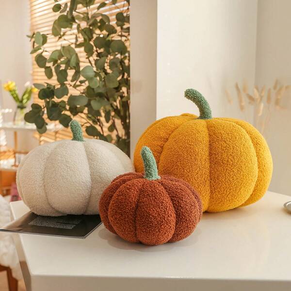 1 pieza Almohada decorativa con diseño creativo en forma de calabaza naranja, adecuada para fiestas festivas, hogar, sala de estar, sofá, decoración de dormitorio, suave y cómoda en forma de calabaza, decoración otoñal linda, Halloween, Acción de Gracias, decoración de temporada de otoño, decoración del hogar para Halloween y otoño