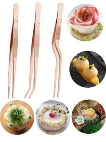 3 Pieces Set Kitchen Cooking Tweezers , Stainless Steel Precision Tongs Offset Tip For Cooking (6.3-Inch) - Multicolor - View 21