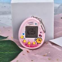 Consola de juegos portátil, Consola de juegos electrónica de mascota virtual estilo nostálgico Genie, en color rosa y morado, con juego de romper huevos, mini consola de juegos electrónica portátil, llavero pendiente con decoración de huevo de mascota virtual, casual
