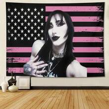 Music Album Poster Tapestry Rhea Flag Ripley For Living Room Bedroom Wall Hanging For Friends Pink Gift - White - View 3
