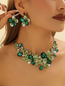 优雅的法式奢华全套水钻首饰套装