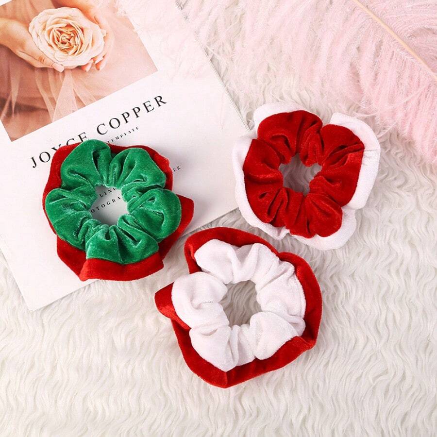 1 pièce Chouchou de Noël en peluche, accessoire capillaire mini en tissu minimaliste, joli élastique à cheveux