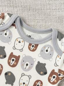 4 PCS Infant Boy Girl 0-12 Months Casual Short Sleeves Cute Cartoon Baby Bodysuits Four Seasons