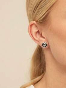 1pc Spanish Retro Style Plated Silver Crystal Drop Earrings, Suitable For Women Party, Banquet, Holiday Gift
