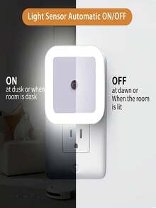 6个智能感应插电式小夜灯，LED方形氛围灯，婴儿房夜灯，节日装饰灯，适用于家居、墙壁、厨房、游戏室、派对、生日、婚礼、卧室、书房、浴室、毕业典礼、学校、餐厅、酒吧等场所。 - 美規A型插(110-127V) - 查看 10