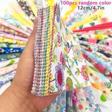 Set Kain Patchwork Motif Bunga & Botani Aneka Warna, 100 Warna Acak, Kain Cetak DIY Cerah, Hanya Dapat Dicuci dengan Tangan, Cocok untuk Menjahit, Patchwork, dan Hadiah Liburan Buatan Tangan DIY - pola acak - View 13