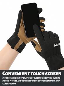1 Pair Men Full Finger Gloves For Outdoor Work, Gardening, Thick & Anti-Slip Palm, Wear-Resistant