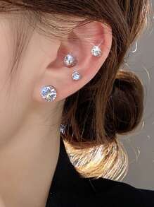 Hypoallergenic Fake Diamond Ear Cuff Earrings Studs Ear Clips For Women Men CZ Clip On Earrings Stainless Steel Non Pierced Earring Jewelry
