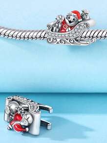 STYFNE 1 pieza Colgante con cuentas de árbol de Navidad, campana, Papá Noel, reno, muñeco de nieve, adecuado para pulseras DIY, joyería de mujer, pequeño regalo diario