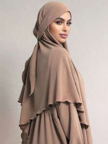 1pc Women Muslim Prayer Robe Long Hijab Scarf With Tie, Convenient Daily Tie-Sided Muslim Headscarf,Women Abaya For Dress - Multicolor - View 8