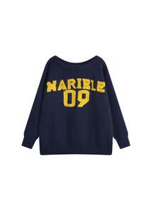 复古美式宽松性感露肩毛衣，女士宽松针织上衣，秋冬 - 藏青色 - 查看 5