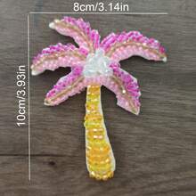 1pc Handmade Beaded Ocean Life Seahorse Fabric Patch, Heart Coconut Tree DIY Applique For Clothing - Multicolor - View 15