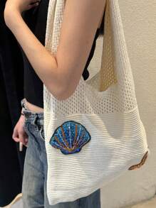 Bolso de mano minimalista suave de punto, nuevo bolso de mano casual versátil de gran capacidad para ir al trabajo para mujeres