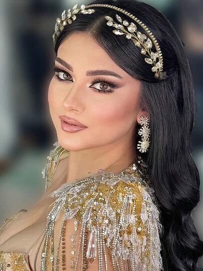 1件奢华水钻新娘发箍，婚礼发饰，情人节配饰