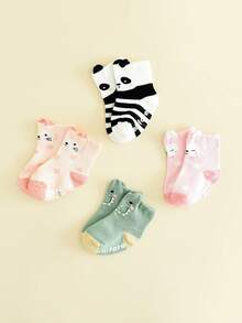 4 双防滑婴儿袜，婴儿船袜，适合男婴和女婴 - 彩色 - 查看 6