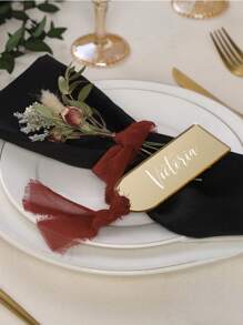 1/10/20pcs Blank Acrylic Tent Name Card, Arched Luggage Tag, Acrylic Blank Golden Mirror Seat Tag Without Ribbon, Wedding Guest Escort Card, Place Card Holder, DIY Party Signage Gift Tag