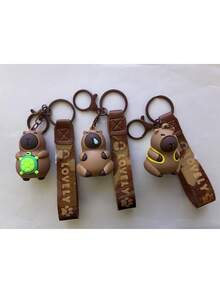 Cartoon New Capybara Series Key Chain Pendant, Children's, Bag Charm, Small Promotional School Car Accessories Cute Goth Y2k Christmas Gift Ideas Bag Lanyards With Id Holder Car Accessories Bag Charms Car Accessories Teacher Friend Sister - Multicolor - View 3